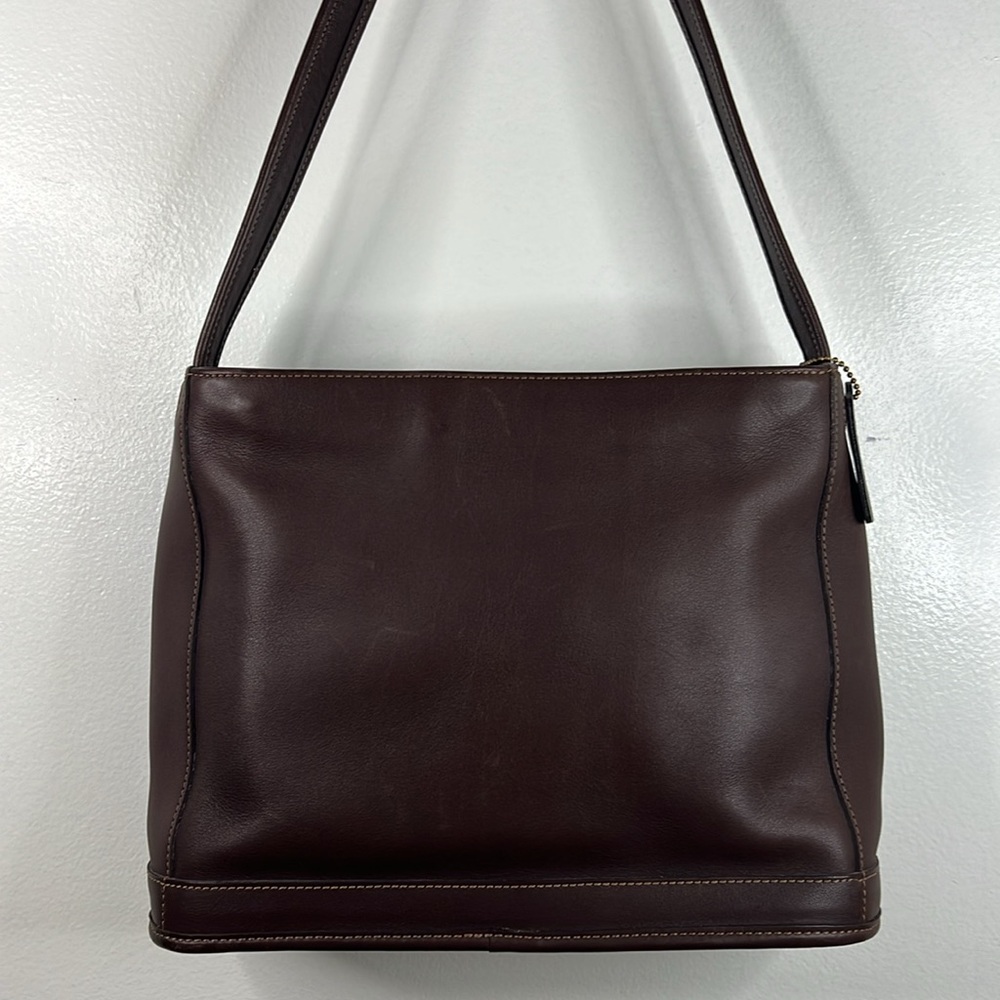 Vintage Coach Legacy Brown Leather Zip‑Top Shoulder Bag Clean Classic Design - Picture 4 of 7